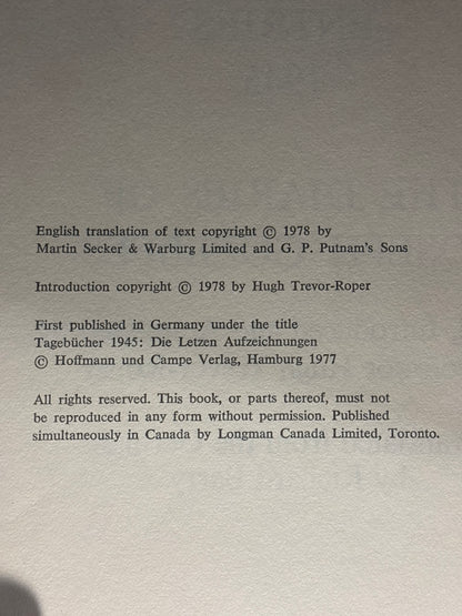 Final Entries 1945: The Diaries of Joseph Goebbels