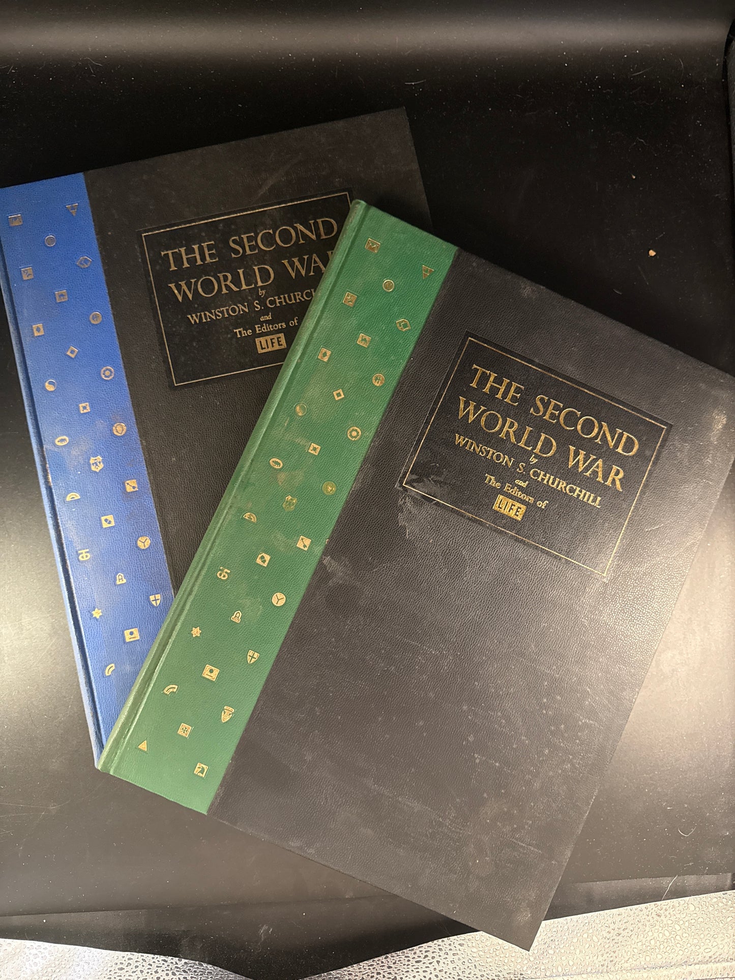 THE SECOND WORLD WAR by WINSTON S. CHURCHILL and The Editors of LIFE Vol 1 and 2 in a slipcase. With a 33 rpm album inside (Volumes 1 and 2. Slip Cover and 33 rpm album.)