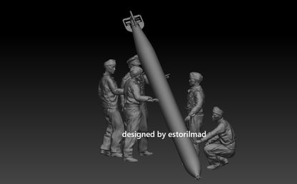 Silent Service Logistics: Kriegsmarine U-Boat Crew with Torpedo