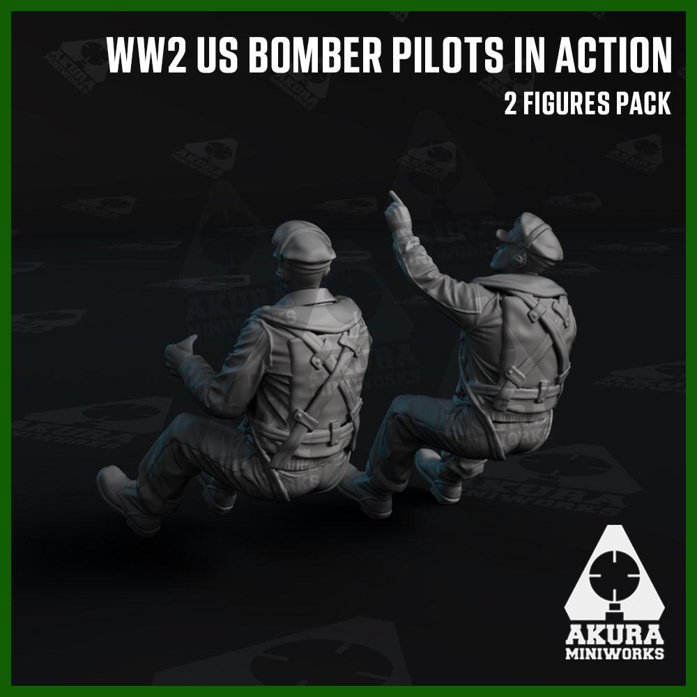 US WWII Bomber Pilot & Co-Pilot In Action