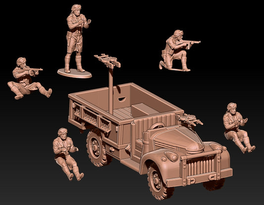 British SAS Truck with Crew - Desert Scarfs