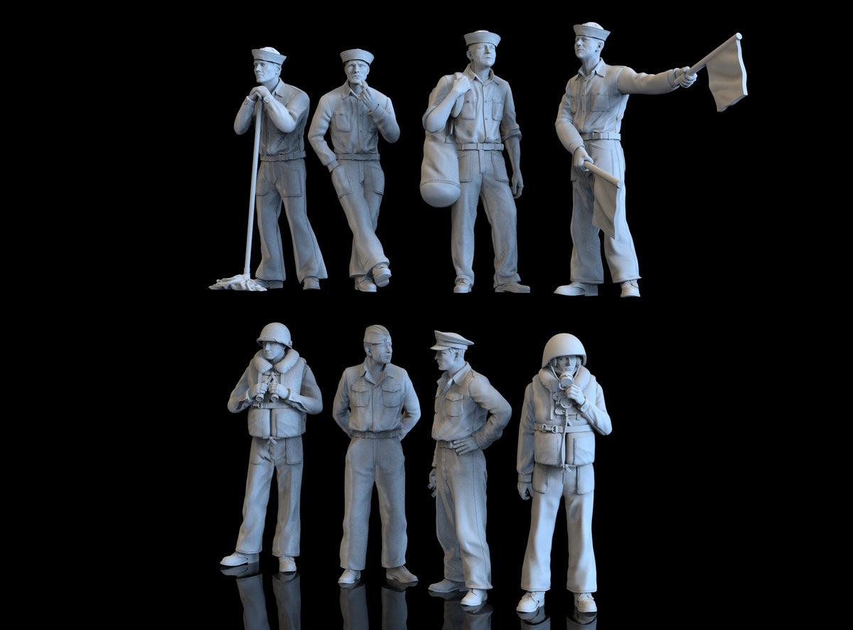 US American Navy Crew (8 Figures) – detail view of US Navy sailor figurines