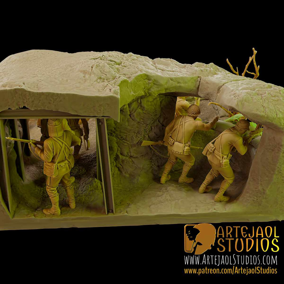 Detail of charging Imperial Japanese Army figures in the Okinawa diorama