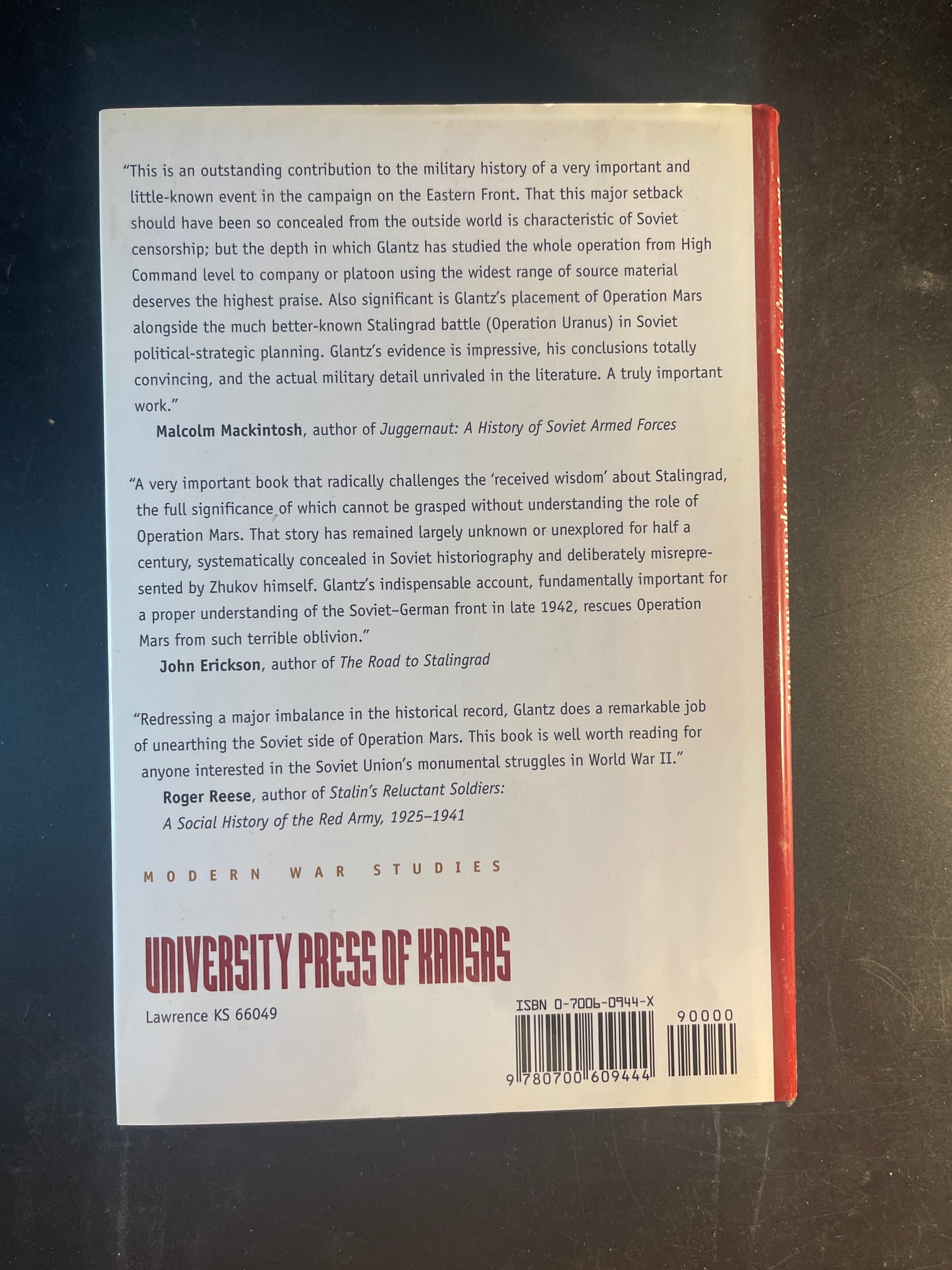 Zhukov's Greatest Defeat: The Red Army's Epic Disaster in Operation Mars, 1942 (Modern War Studies)