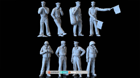 US American Navy Crew (8 Figures) – front view of eight US Navy sailor figurines